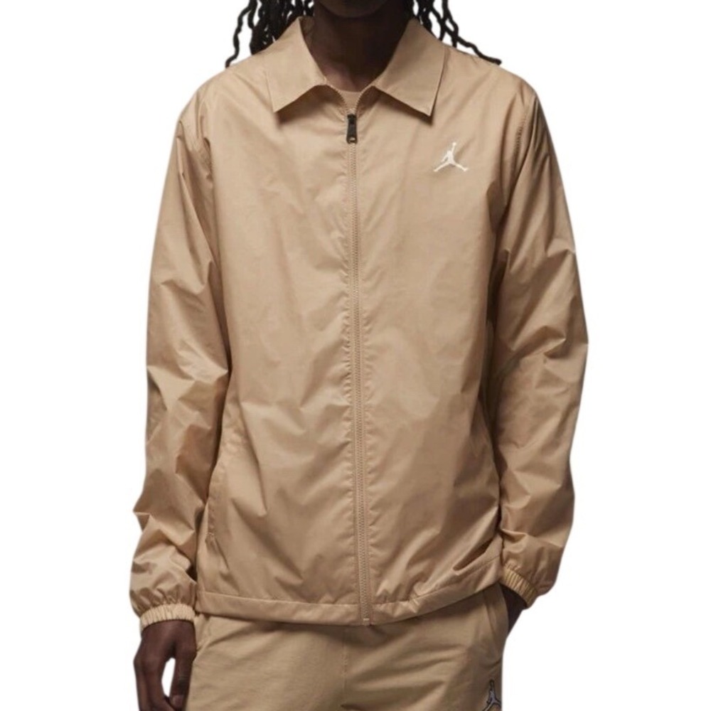 Jordan Coaches Jacket Mens 3XL Tan Excellence FD7423-200 Jumpman Graphic Zip Up